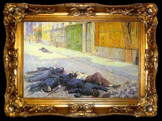 framed  Luce, Maximilien A Paris Street in May 1871, ta009-2